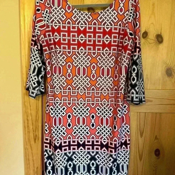 Women’s 3/4 Sleeve Dress Geometric‎ Size Large - Picture 7 of 9